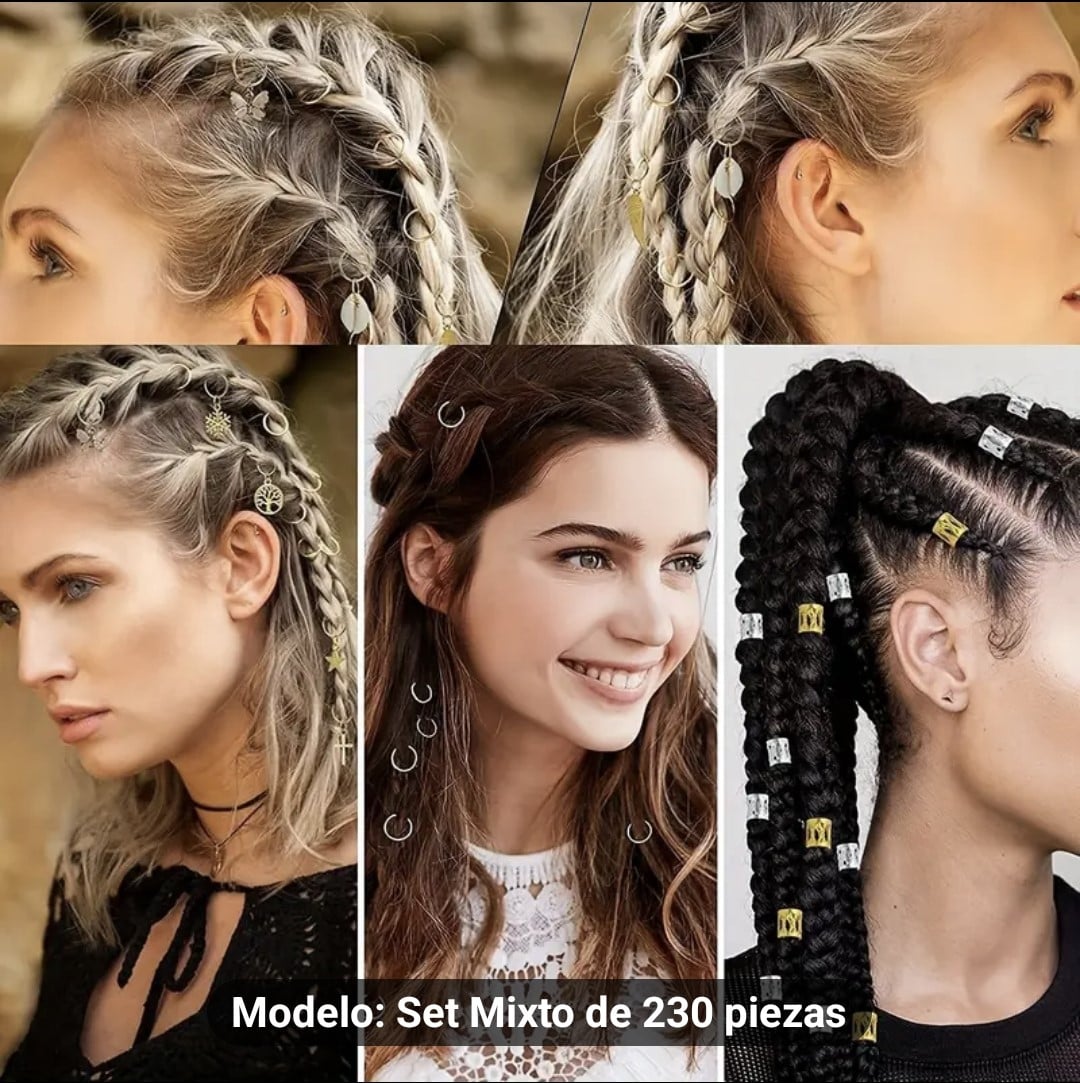 KIT DE 230 PIEZAS PARA DREADLOCKS DIY - ESTILO HIP HOP PUNK - 3