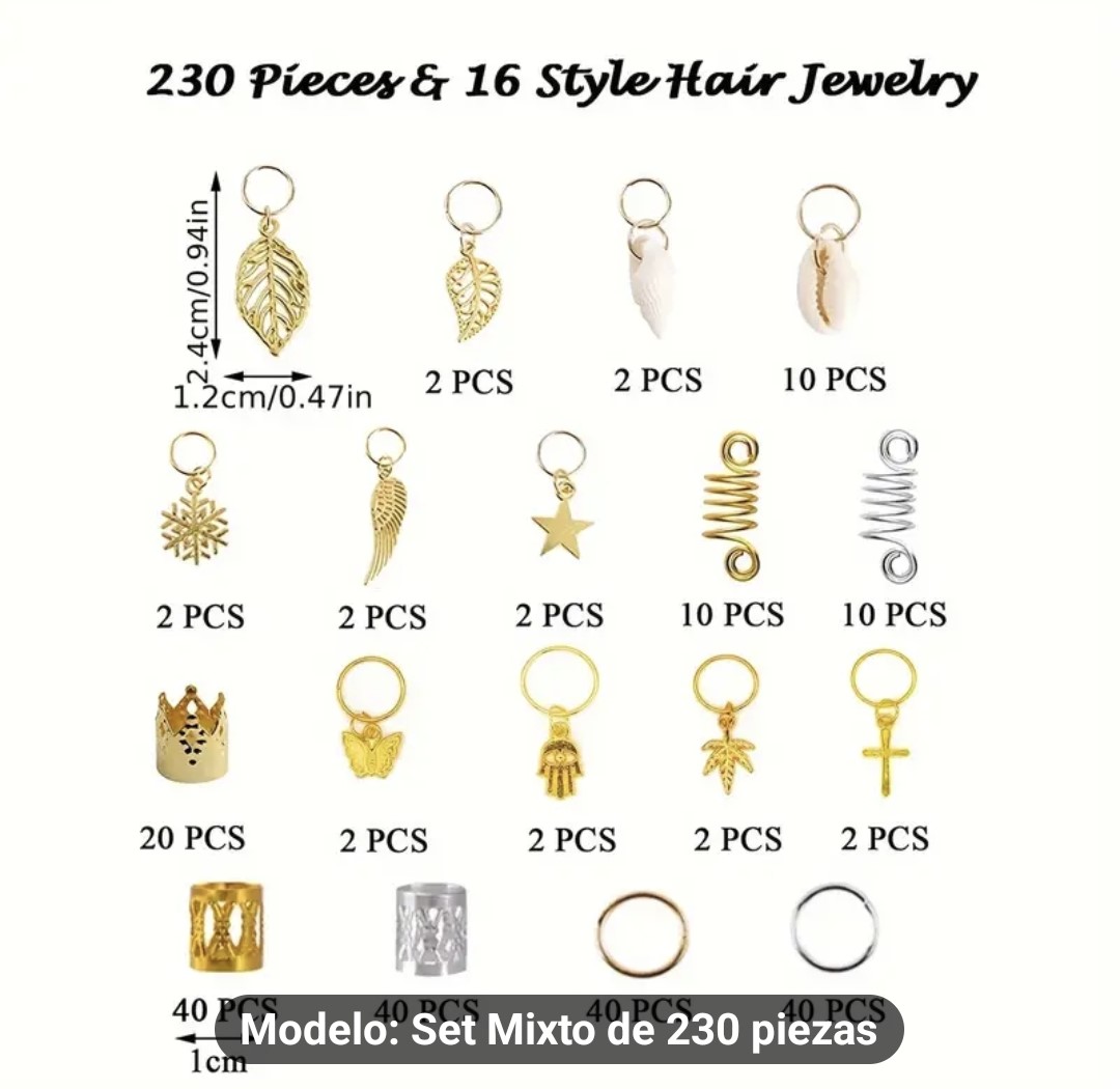 KIT DE 230 PIEZAS PARA DREADLOCKS DIY - ESTILO HIP HOP PUNK - 6
