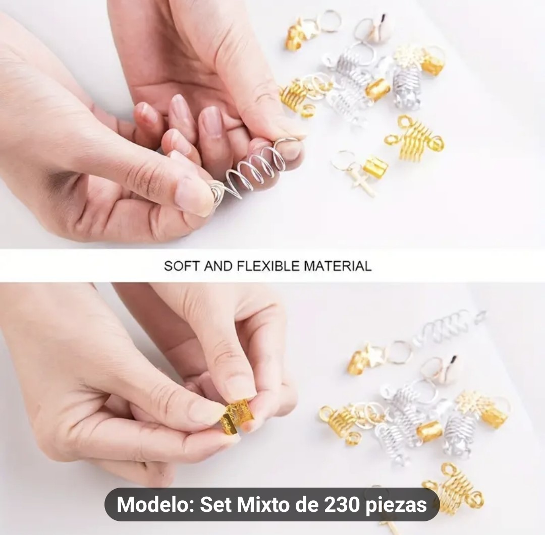 KIT DE 230 PIEZAS PARA DREADLOCKS DIY - ESTILO HIP HOP PUNK - 7
