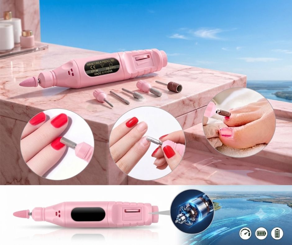 PULIDOR DE UÑAS ELÉCTRICO MANICURA PEDICURA + KIT DE PULIDO - 1