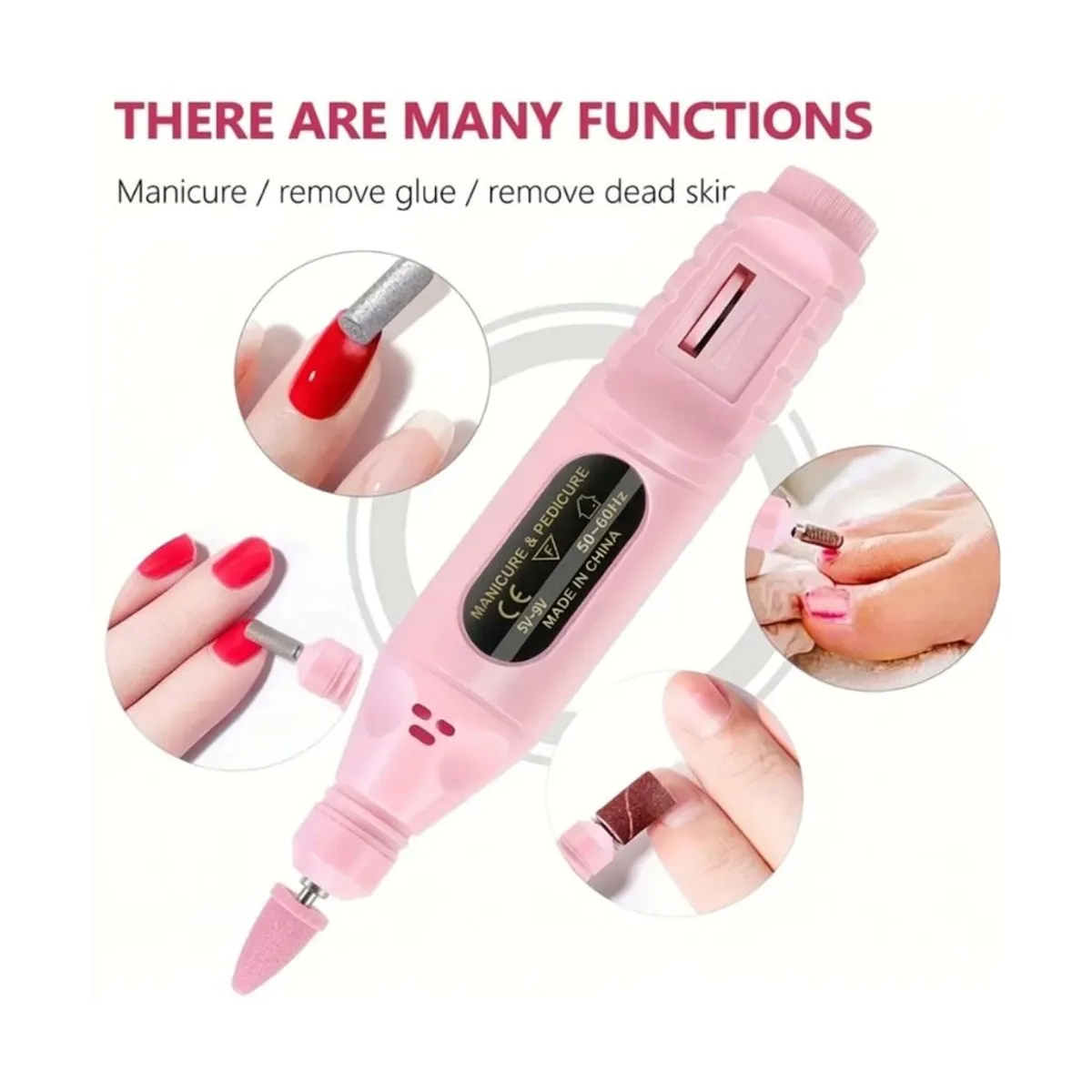 PULIDOR DE UÑAS ELÉCTRICO MANICURA PEDICURA + KIT DE PULIDO - 4