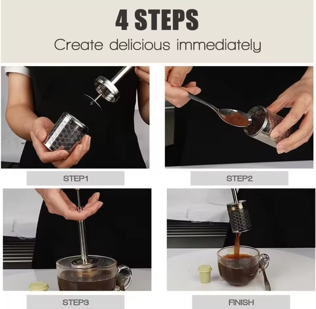 INFUSOR DE TÉ Y CAFÉ TIPO PRENSA / MEZCLADOR DE LIBERACIÓN RÁPIDA - 9