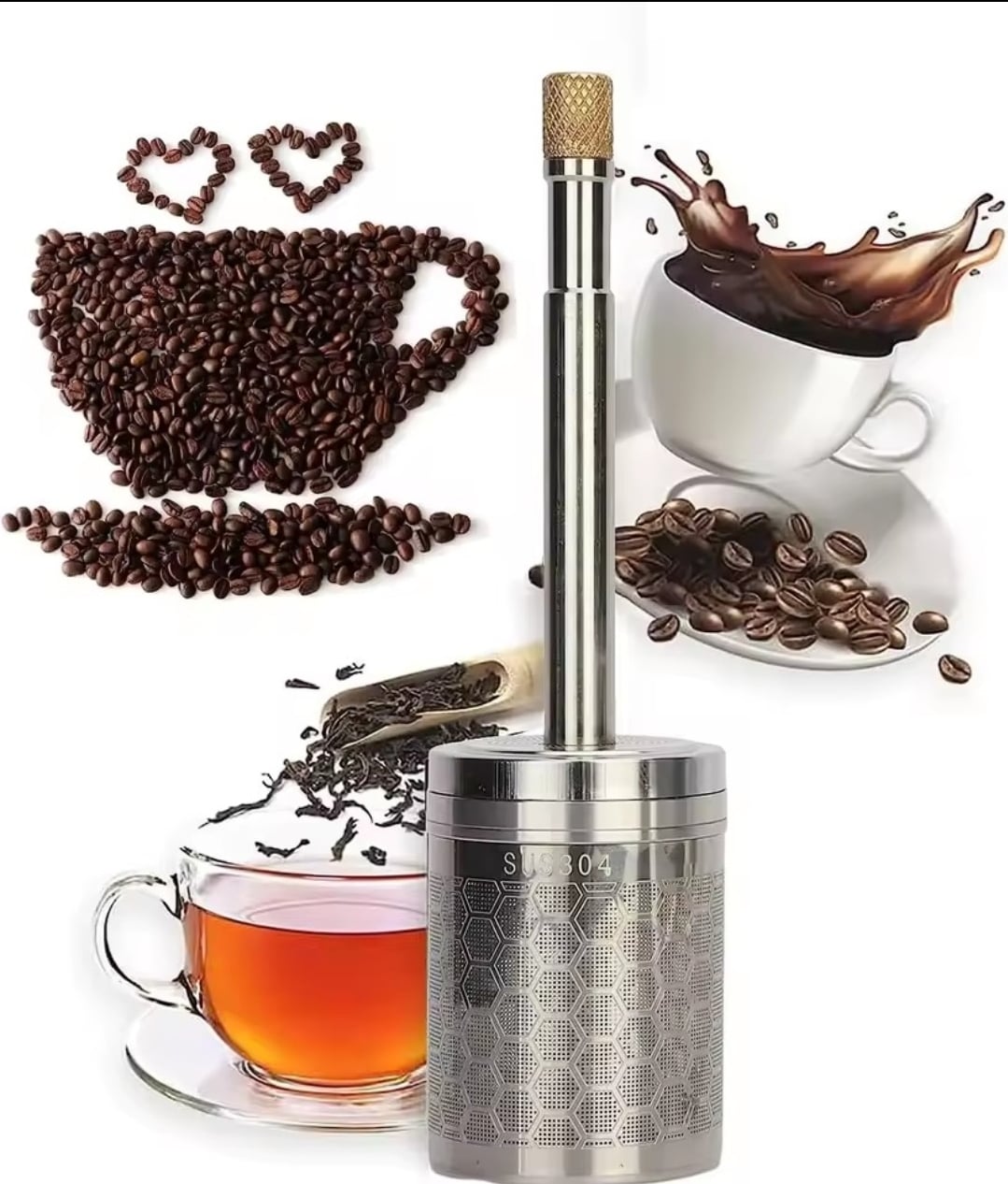 INFUSOR DE TÉ Y CAFÉ TIPO PRENSA / MEZCLADOR DE LIBERACIÓN RÁPIDA - 2