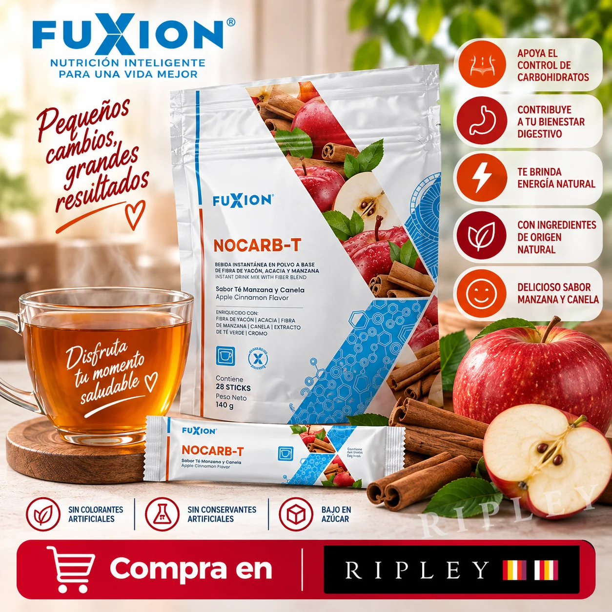 SUPLEMENTO FUXION NOCARB T REGULA CARBOHIDRATOS 28 STICKS - 2