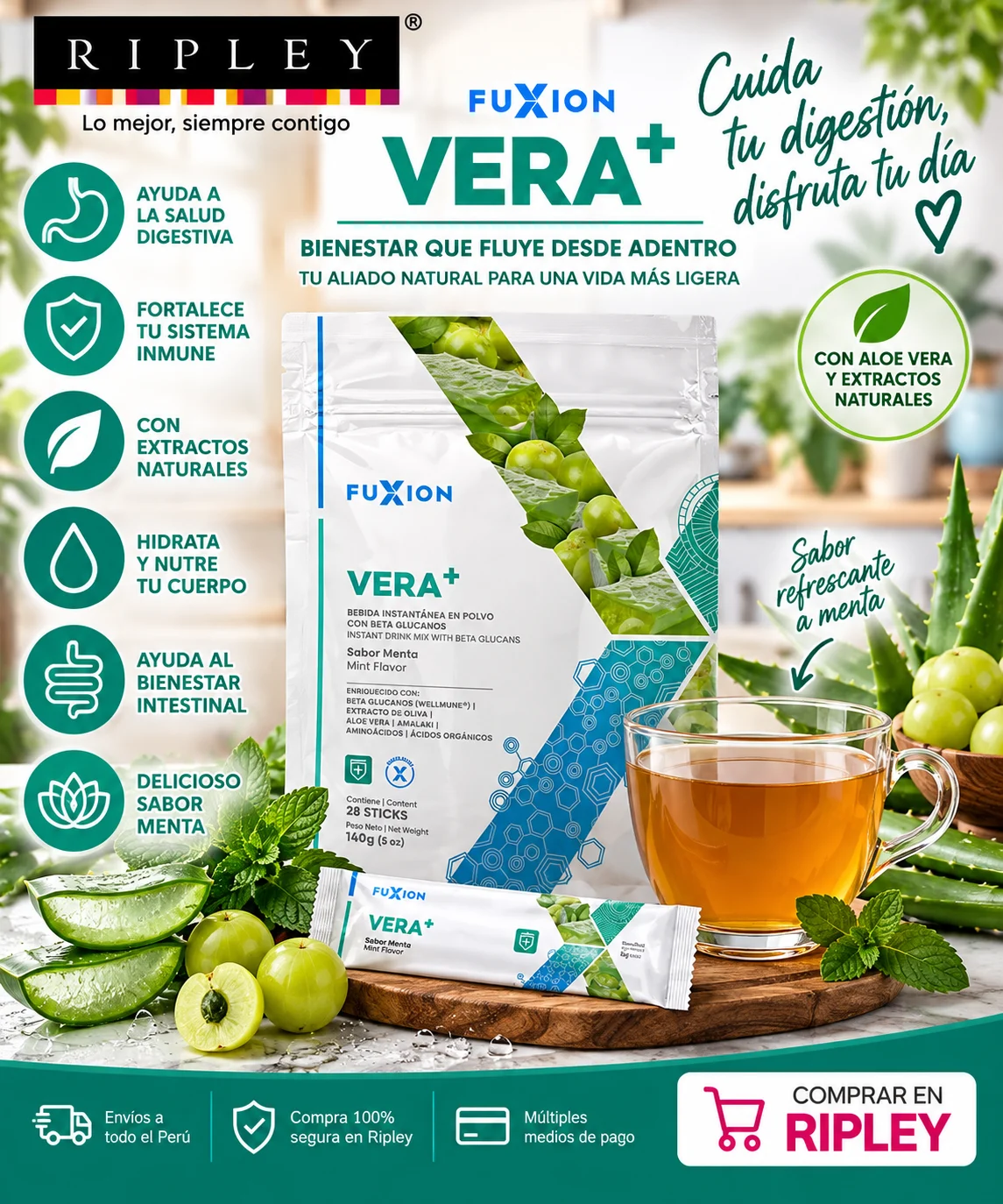SUPLEMENTO FUXION VERA+ SISTEMA RESPIRATORIO 28 STICKS - 1