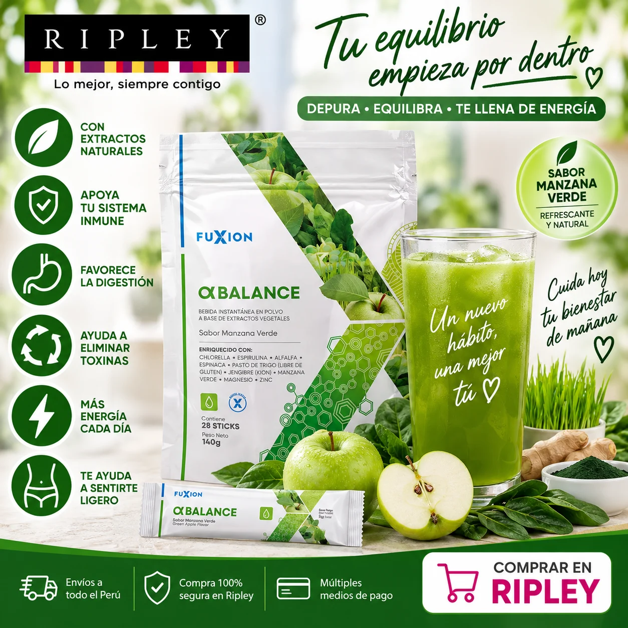 SUPLEMENTO FUXION ALPHA BALANCE LIMPIEZA DE ARTERIAS 28 STICKS - 1