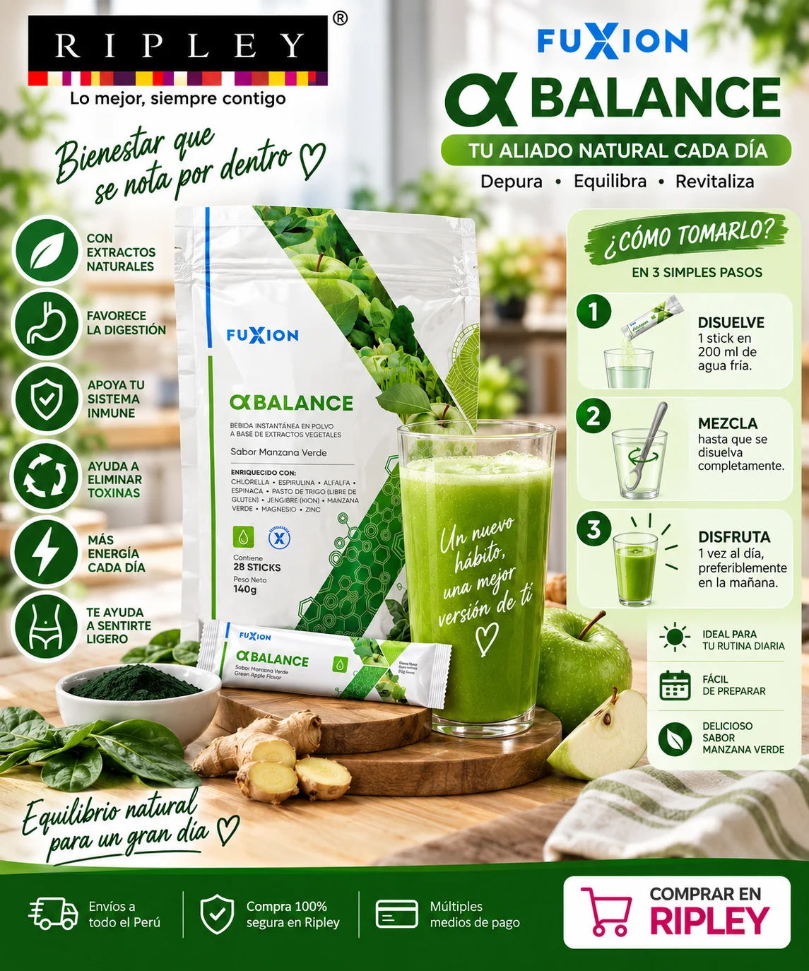 SUPLEMENTO FUXION ALPHA BALANCE LIMPIEZA DE ARTERIAS 28 STICKS - 2
