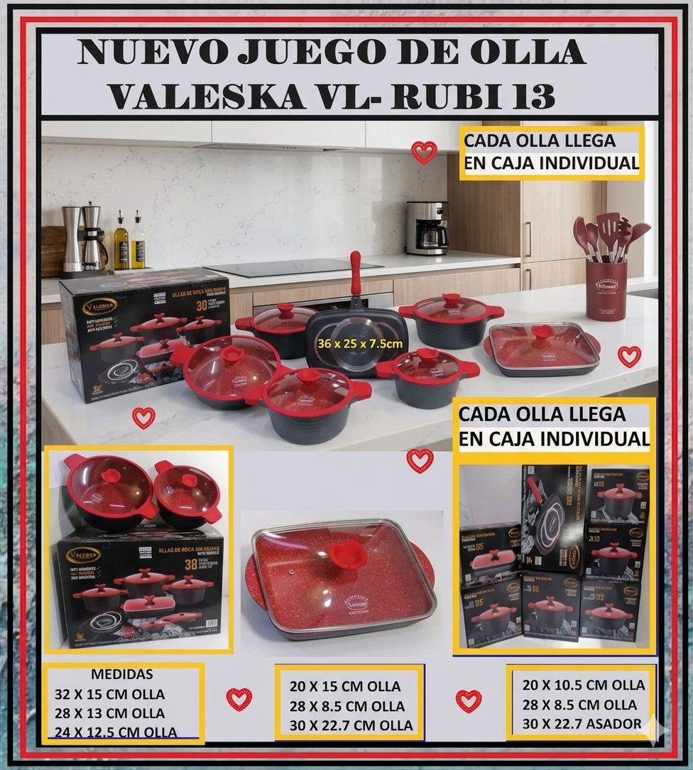 JUEGO DE OLLAS ROCA VOLCANICA VALESKA - 13 PZ COLOR NEGRO - 2