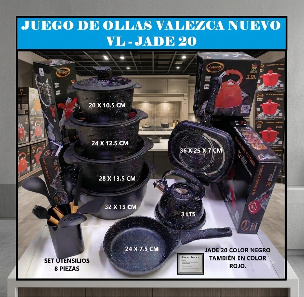 JUEGO DE OLLAS ROCA VOLCANICA  VALESKA - 20 PZ - 1