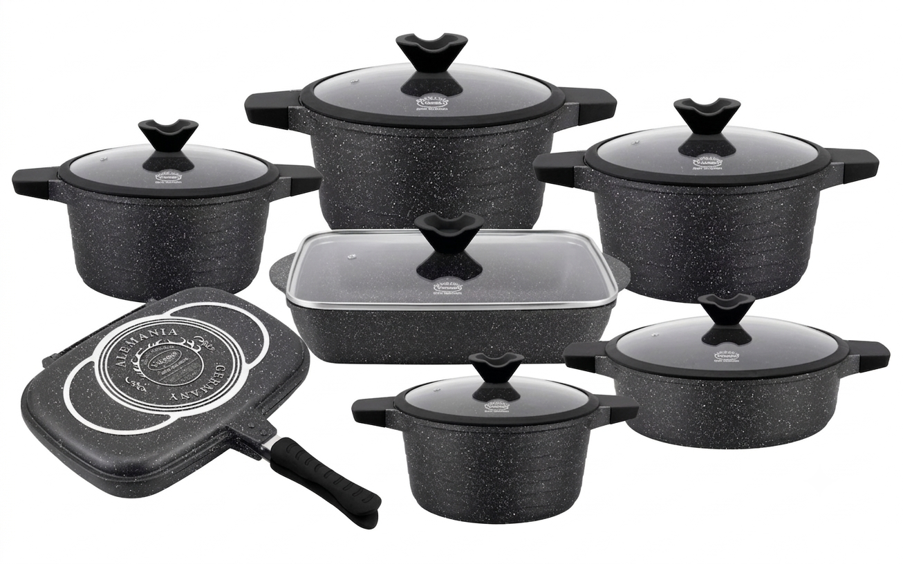 JUEGO DE OLLAS ROCA VOLCANICA VALESKA COLOR NEGRO - 13 PZ - 2