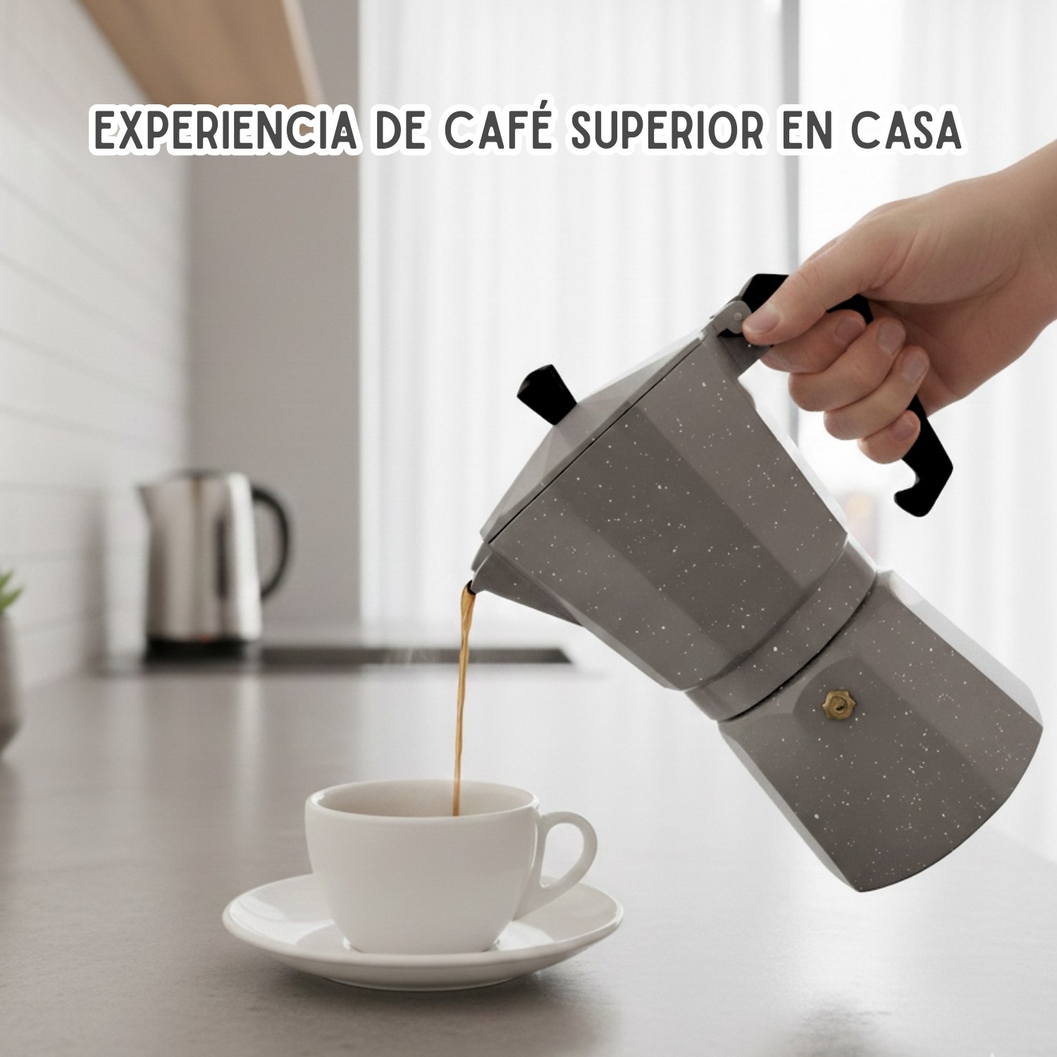 CAFETERA ITALIANA CFTR-NGRT EXPRESSO MOKA 6 TAZAS COLOR PLOMO 300ML - 4