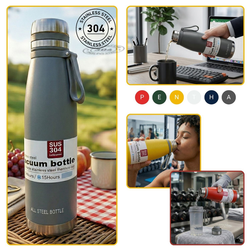 TERMO TOMATODO DE 800 ML ACERO INOXIDABLE COLOR AMARILLO - 6