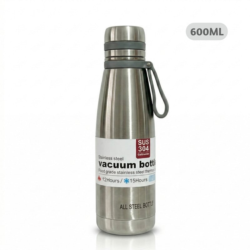 TERMO TOMATODO DE 600 ML ACERO INOXIDABLE COLOR PLATEADO - 1