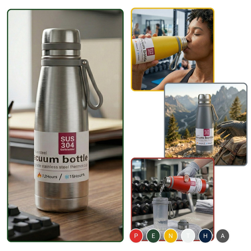 TERMO TOMATODO DE 600 ML ACERO INOXIDABLE COLOR PLATEADO - 4