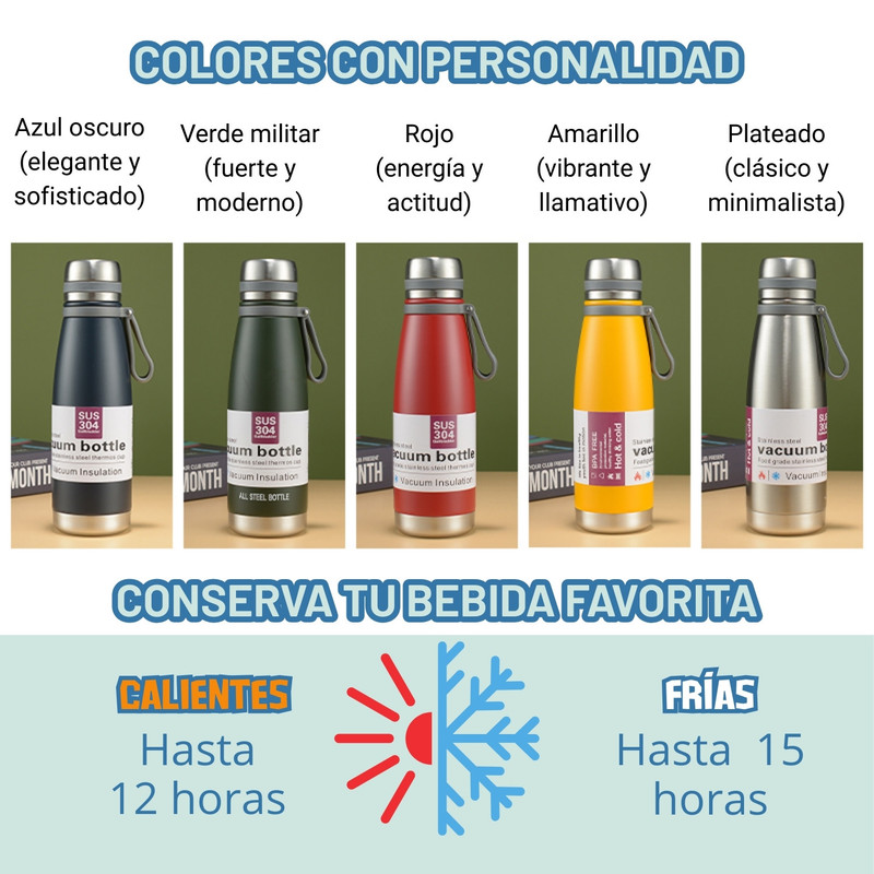 TERMO TOMATODO DE 1 LITRO ACERO INOXIDABLE COLOR PLATEADO - 7