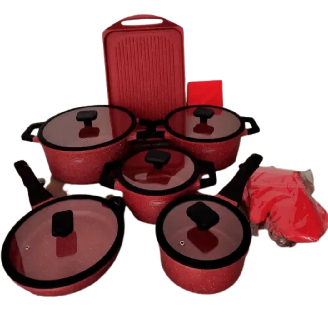 JUEGO DE OLLAS SUPREMA SU-ZKM-11 ROJO ROCA VOLCANICA 11 PCS - 3