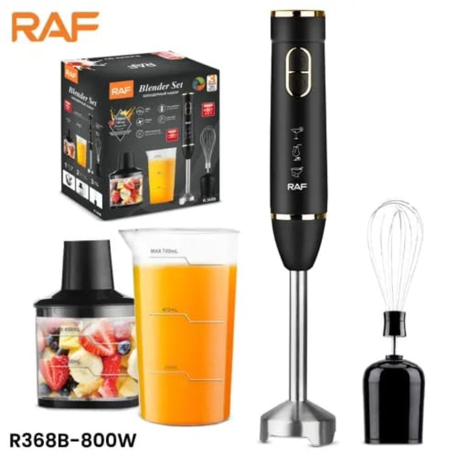 BATIDORA Y LICUADORA DE INMERSIÓN RAF 4 EN 1 - R.368B NEGRO - 7