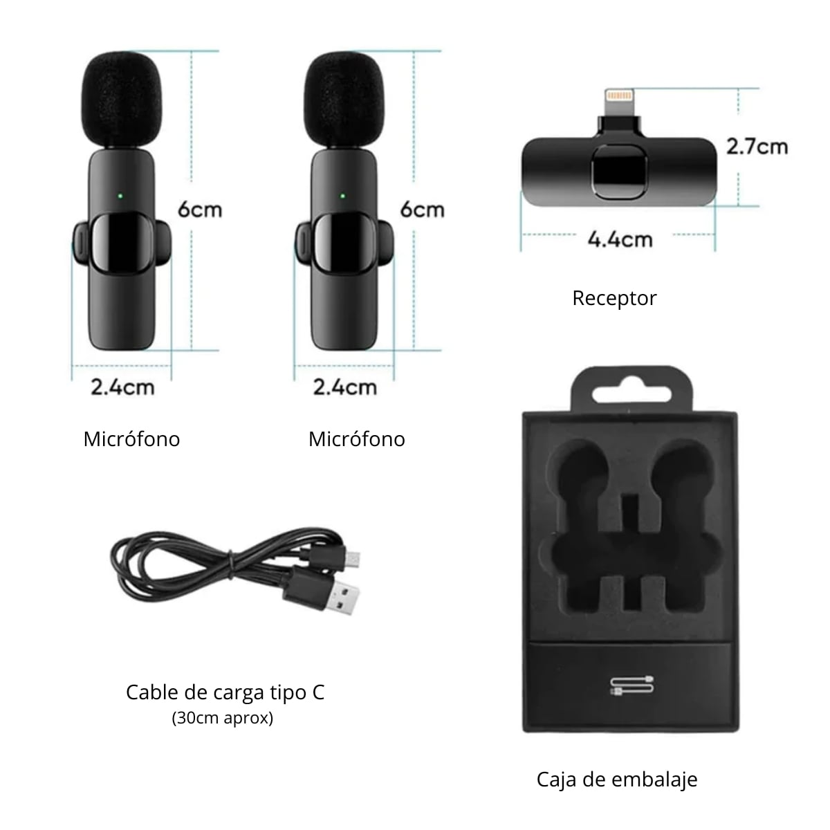 MICRÓFONO INALÁMBRICO LAVALIER K9 SOLAPERO 2 EN1 ENTRADA TIPO C - 5