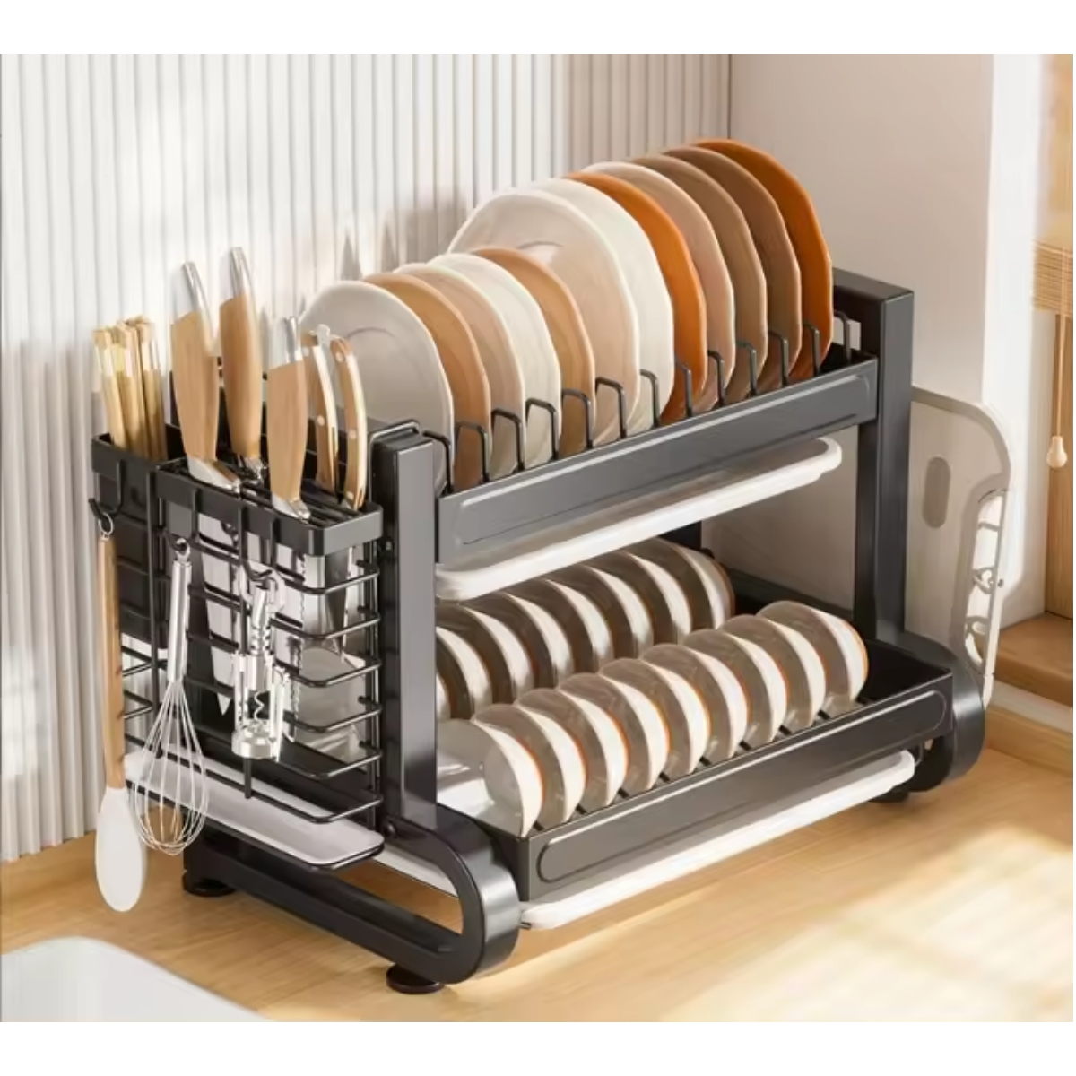 ESCURRIDOR OEM NEGRO SECADOR PLATOS COCINA 2 NIVELES - 4