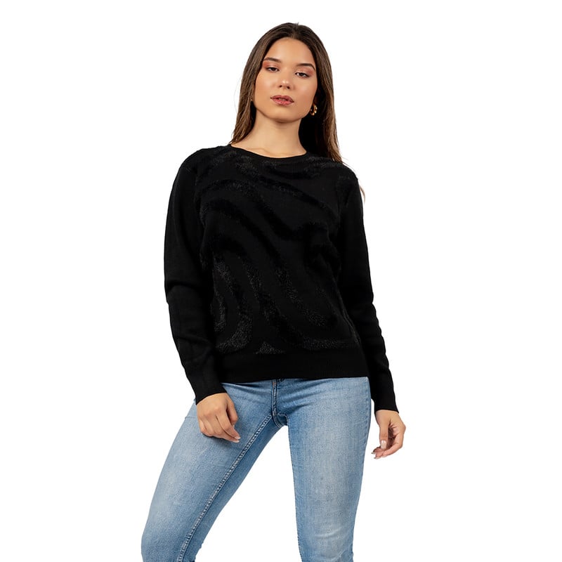 SUETER POLERA MUJER DE CASHEMIRA COLOR NEGRO - 1