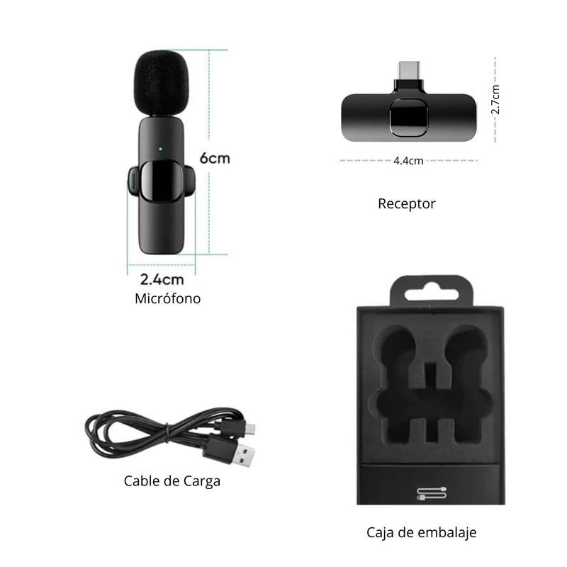 MICRÓFONO K8 INALAMBRICO LAVALIER SOLAPERO ENTRADA TIPO C - 3