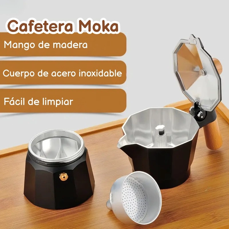 CAFETERA MOKA ITALIANA 3 TAZAS - 150ML NEGRO ELEGANTE - 4