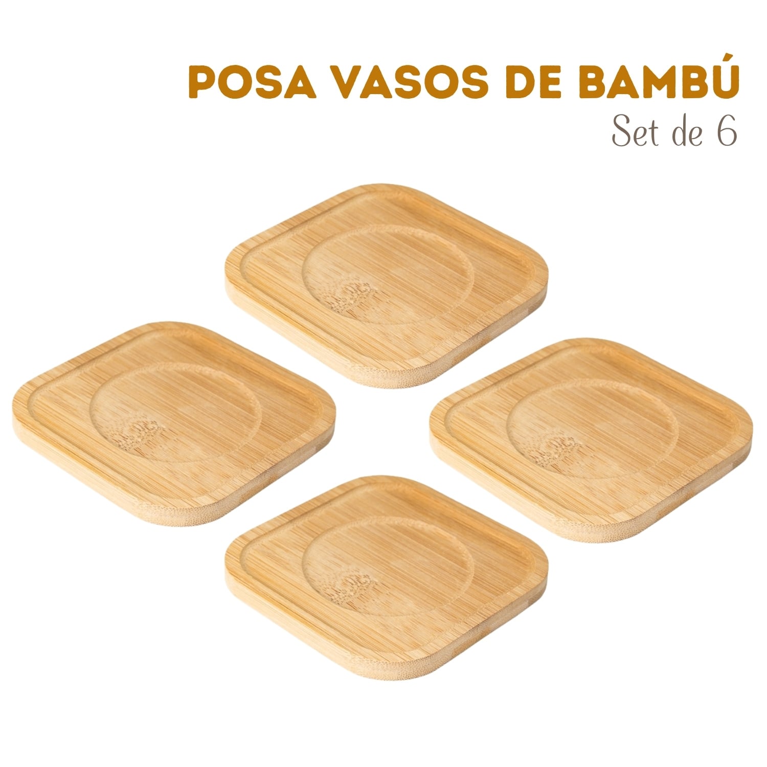 POSA VASOS PORTA VASOS DE BAMBÚ 6 UNIDADES - 1