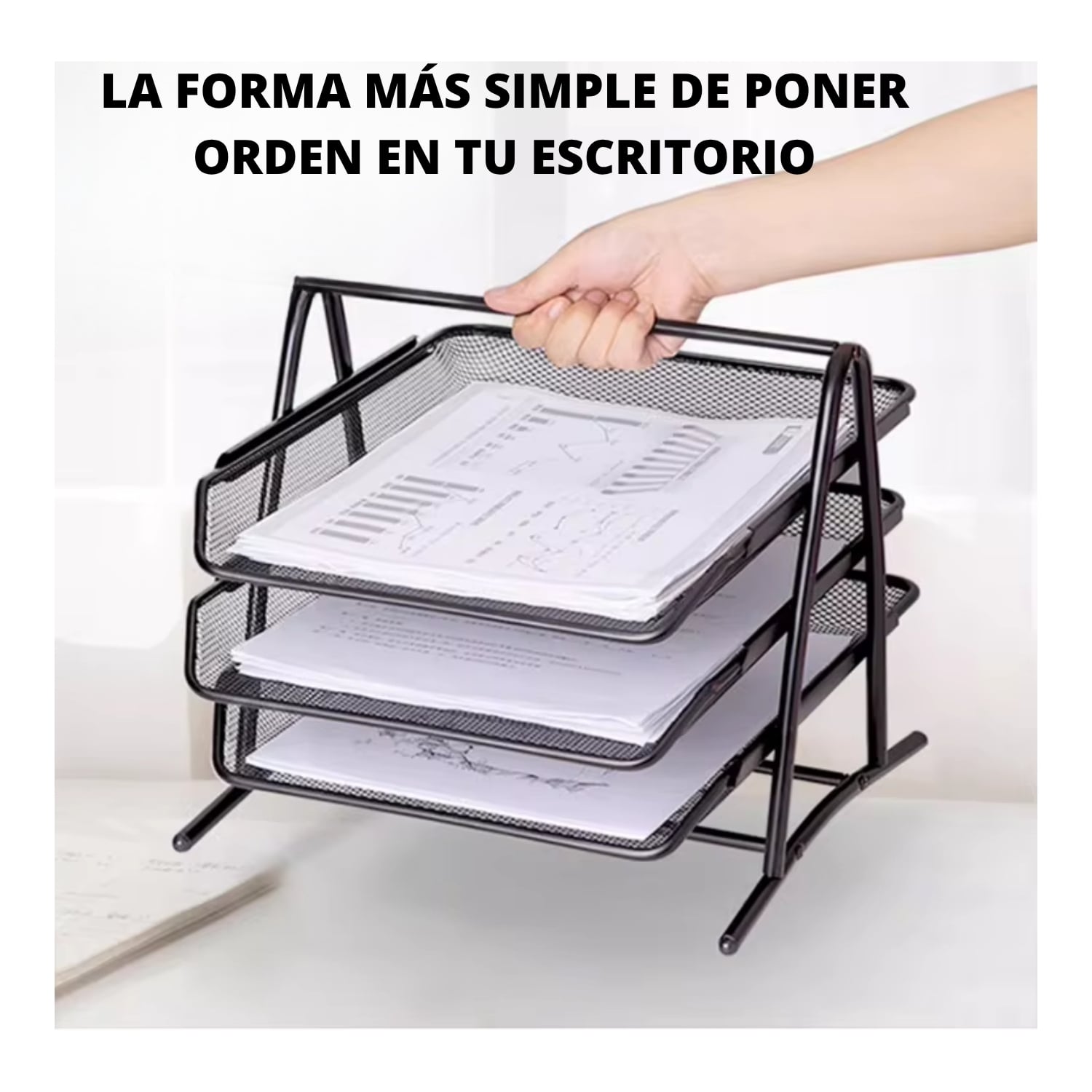 BANDEJA METÁLICA 3 PISOS PARA DOCUMENTOS Y PAPELES - 3