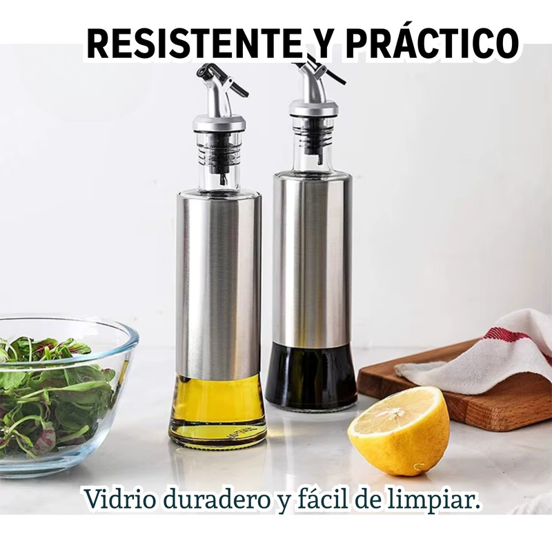 SET 4 FRASCOS ACEITEROS Y VINAGRE DE VIDRIO RESISTENTE - 4