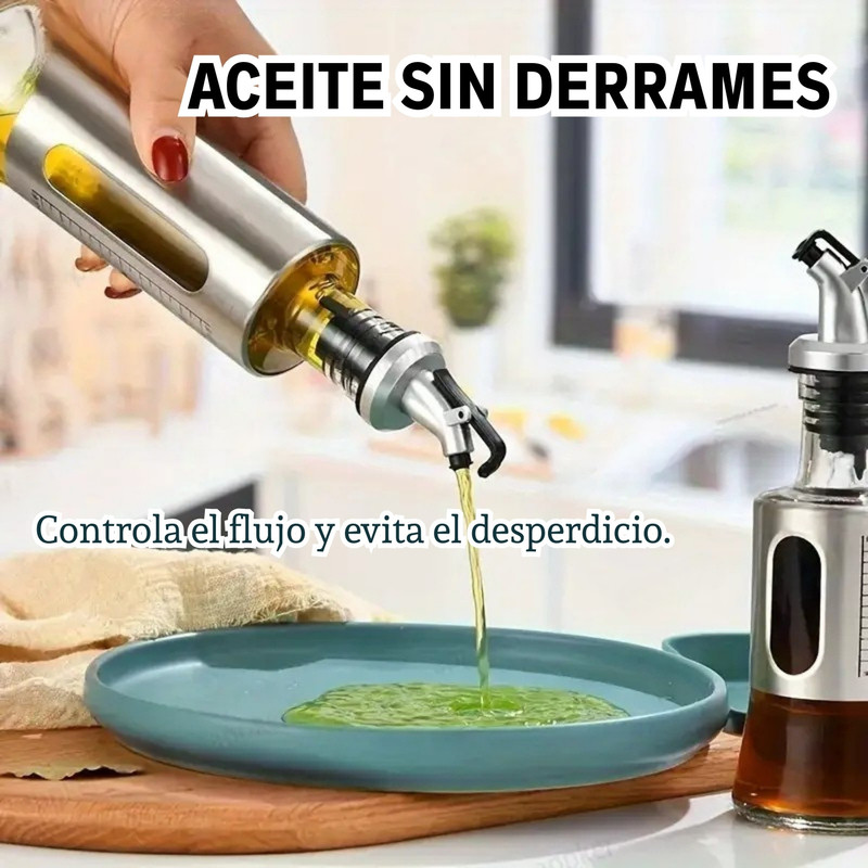 SET 4 FRASCOS ACEITEROS Y VINAGRE DE VIDRIO RESISTENTE - 5
