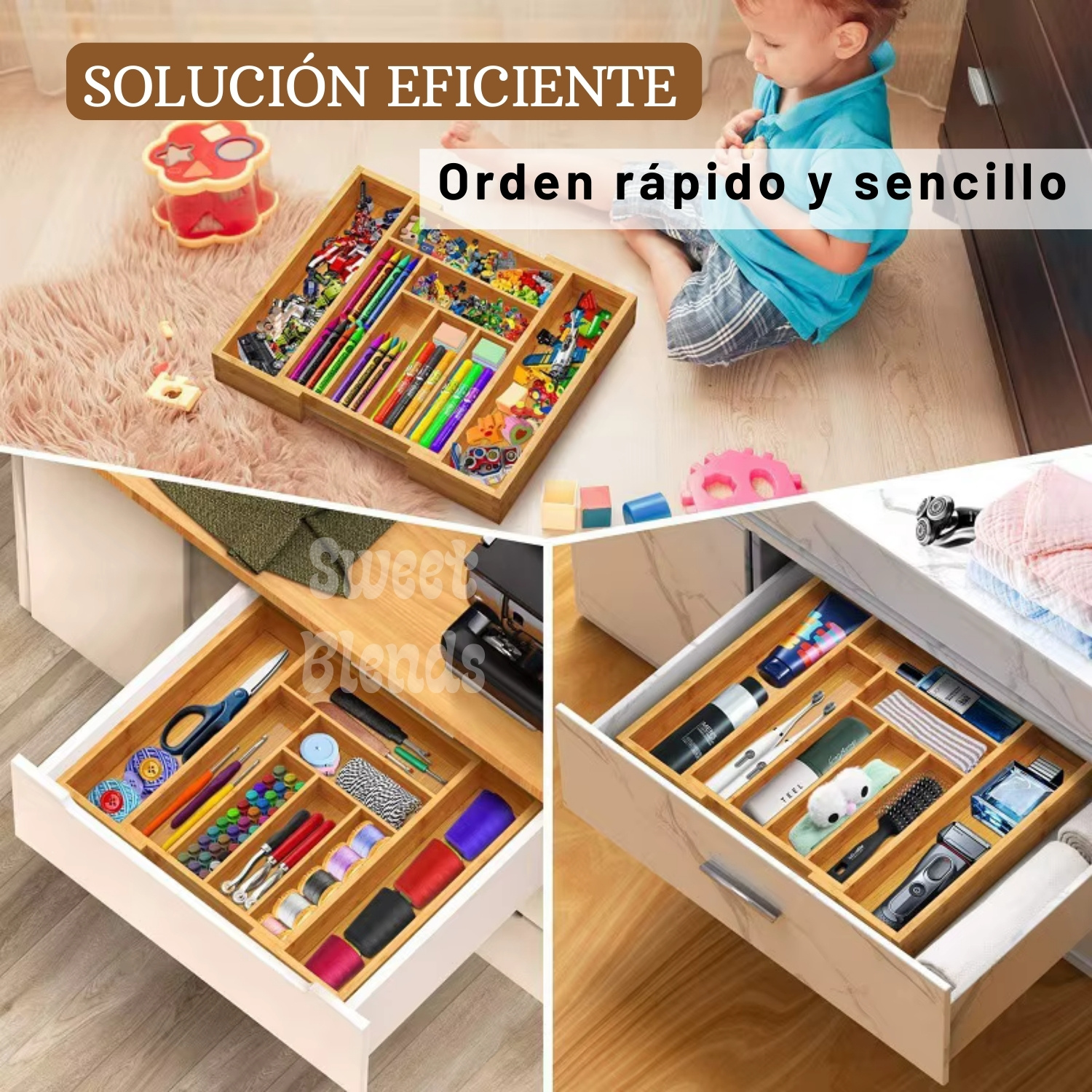 ORGANIZADOR DE CUBIERTOS EXPANDIBLE BAMBÚ SÚPER PRÁCTICO - 5