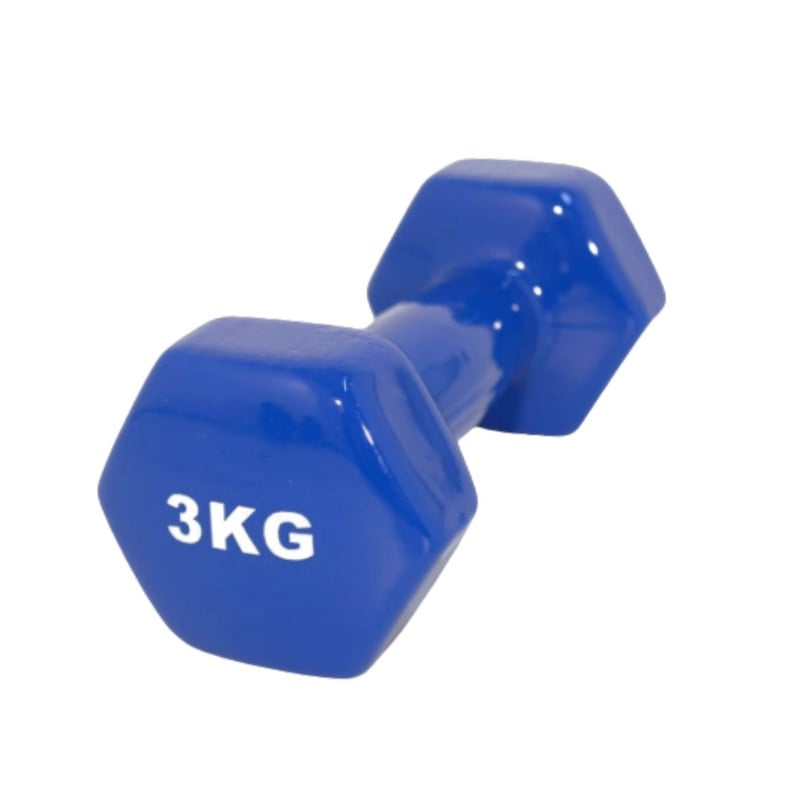 PESA MANCUERNAS DE VINILO DE 3 KG PESAS AZULES PLASTIFICADAS PAR - 3