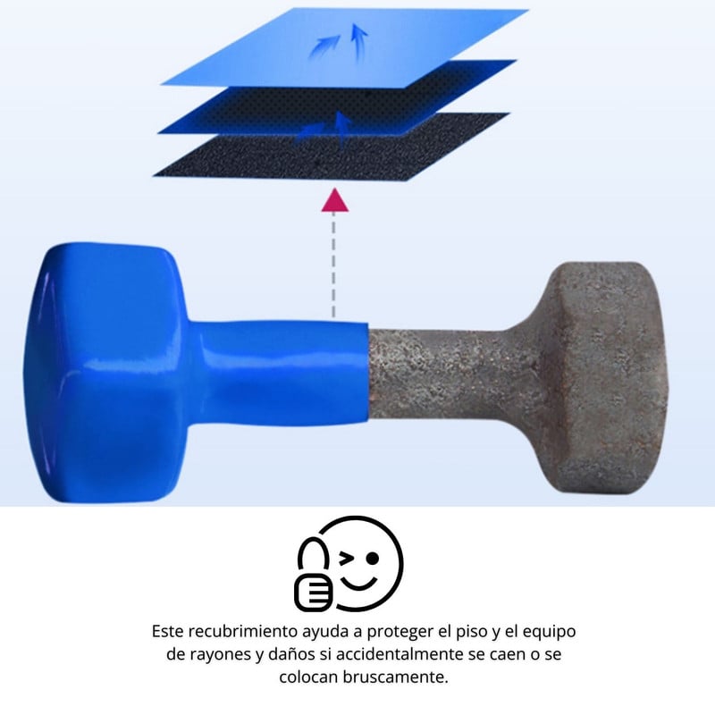 PESA MANCUERNAS DE VINILO DE 3 KG PESAS AZULES PLASTIFICADAS PAR - 4