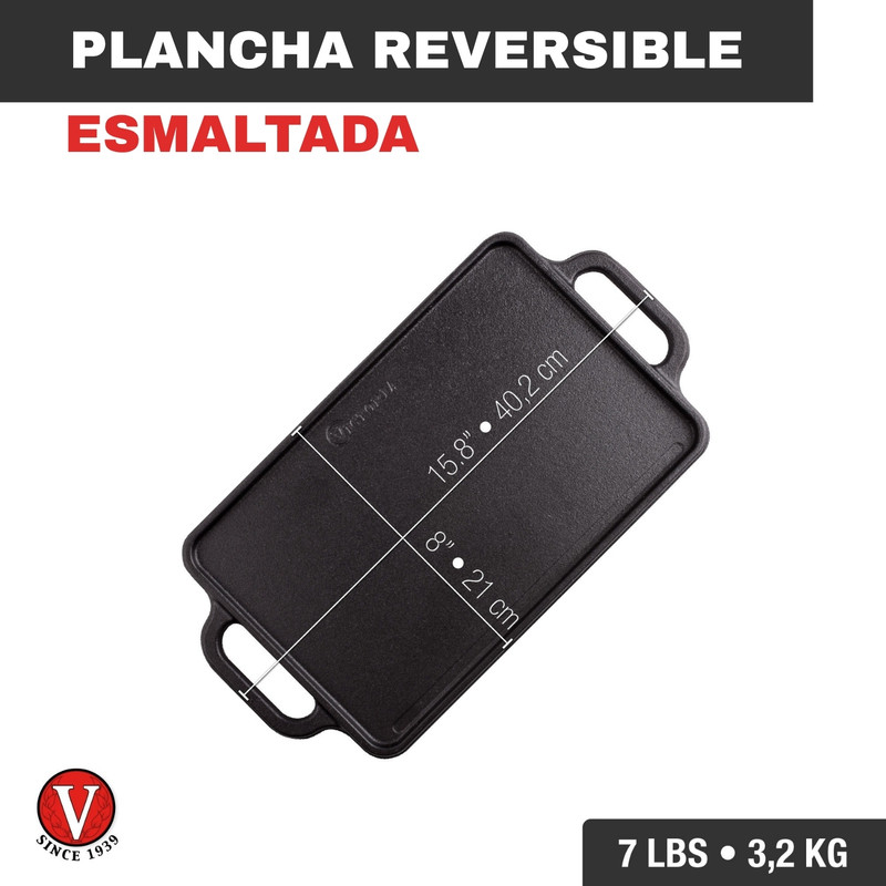 PLANCHA ASADORA HIERRO FUNDIDO ESMALTADA 21X33CM - 2