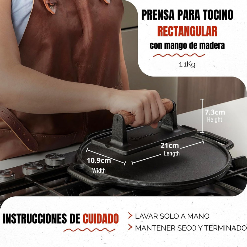 PISADOR DE CARNE PARRILLERO VICTORIA HIERRO FUNDIDO CURADO - 2