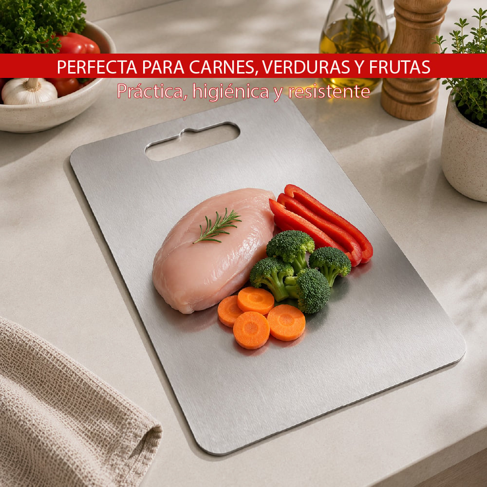 TABLA DE PICAR INOXIDABLE 34×23 CM – CALIDAD PROFESIONAL - 4