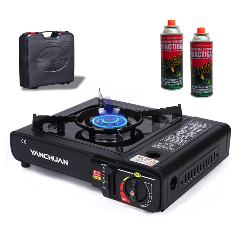 ESTUFA PORTÁTIL IDEAL PARA CAMPING + 2 CARTUCHOS 485ML - 1
