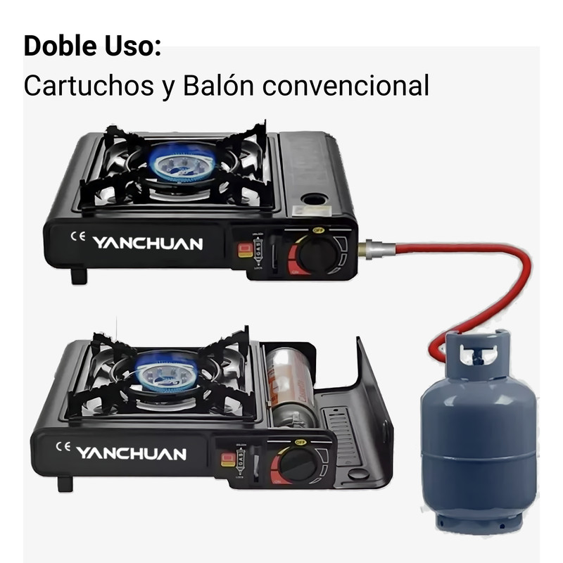 ESTUFA PORTÁTIL IDEAL PARA CAMPING + 2 CARTUCHOS 485ML - 3