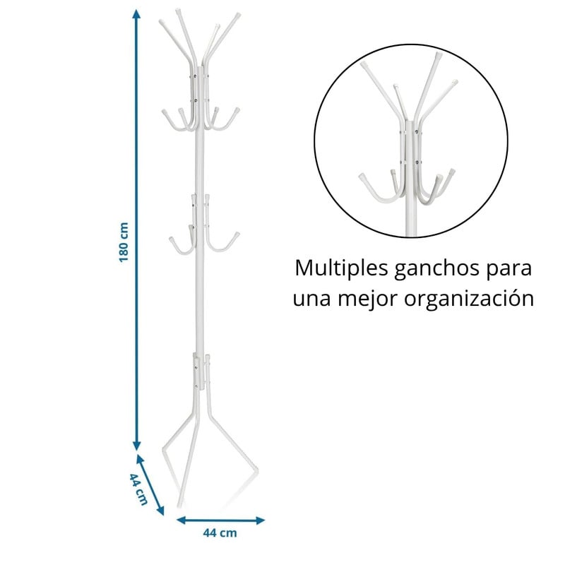 PERCHERO COLGADOR ARMABLE METÁLICO PRÁCTICO Y RESISTENTE BLANCO - 3