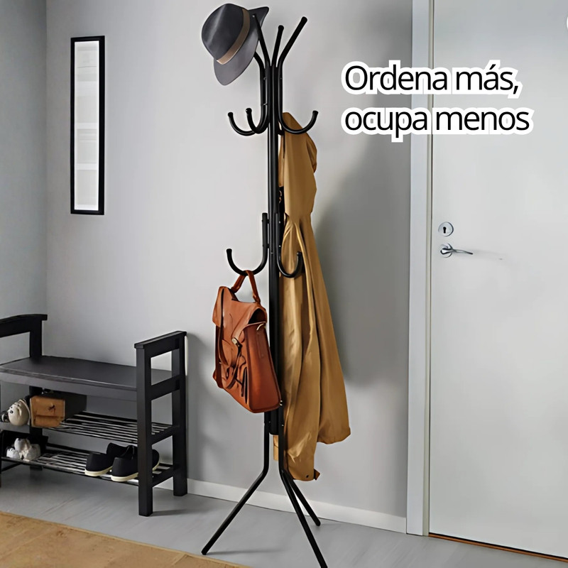 PERCHERO COLGADOR ARMABLE METÁLICO PRÁCTICO Y RESISTENTE NEGRO - 5