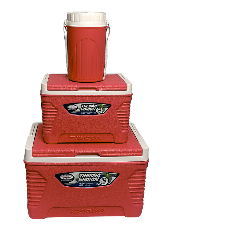 SET HIELERA THERMO WAGON 14L + 5L + 1.5L – FRESCURA PORTÁTIL ROJO - 1