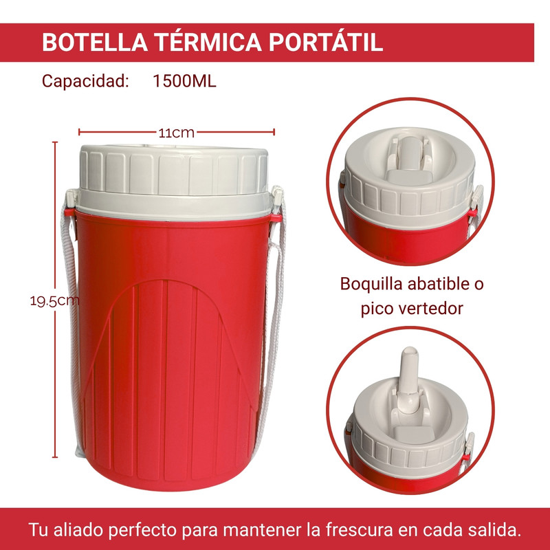 SET HIELERA THERMO WAGON 14L + 5L + 1.5L – FRESCURA PORTÁTIL ROJO - 2