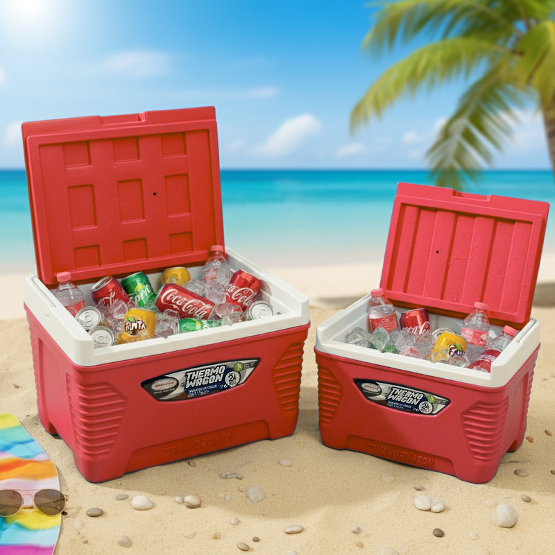 SET HIELERA THERMO WAGON 14L + 5L + 1.5L – FRESCURA PORTÁTIL ROJO - 6
