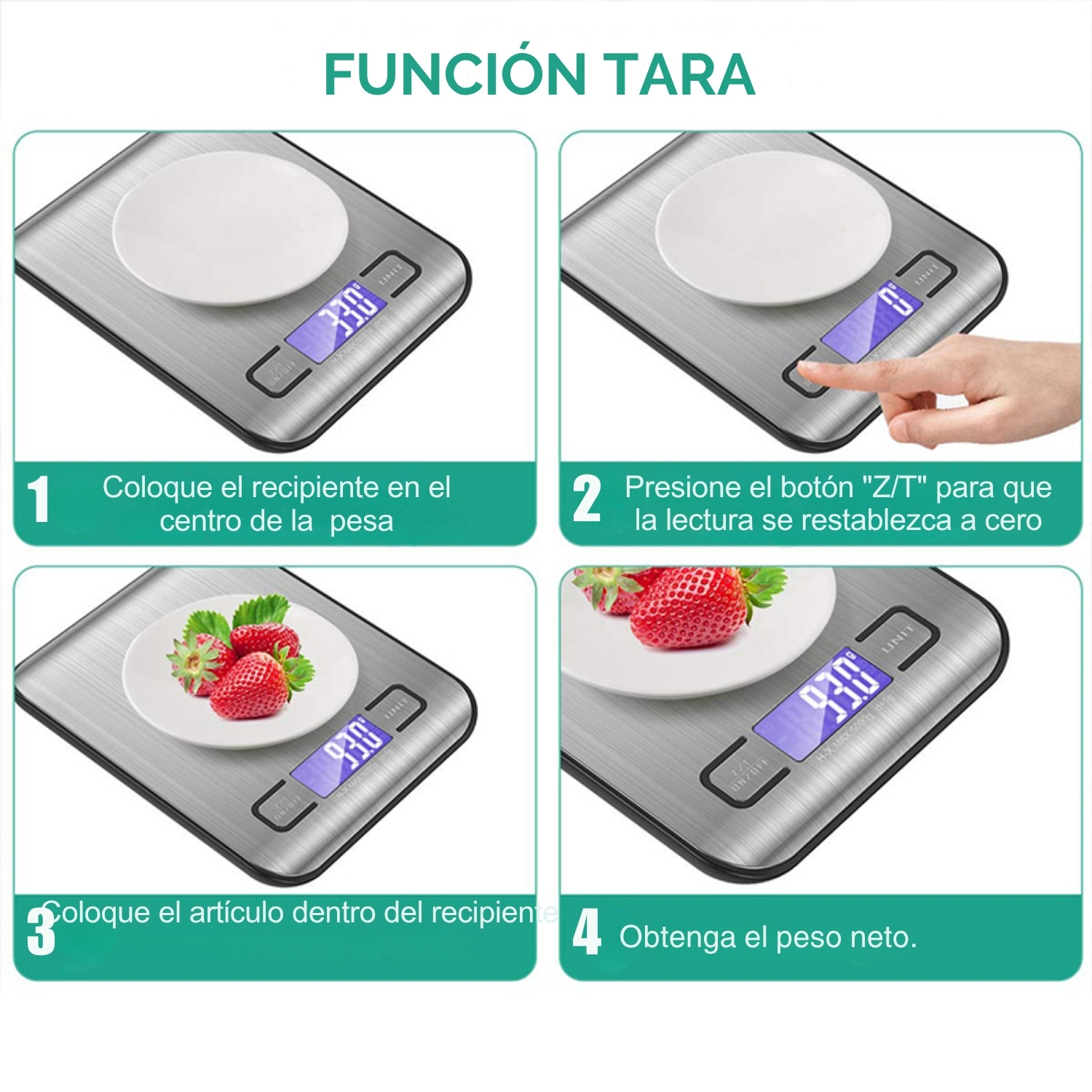 BALANZA DIGITAL GRAMERA PRECISA ACERO INOXIDABLE 10 KG - 2