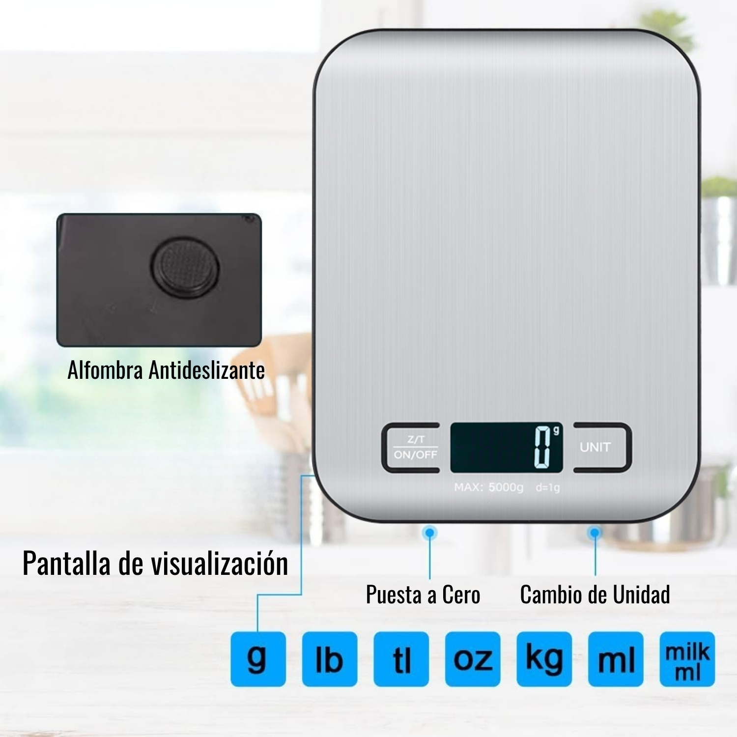 BALANZA DIGITAL GRAMERA PRECISA ACERO INOXIDABLE 10 KG - 4