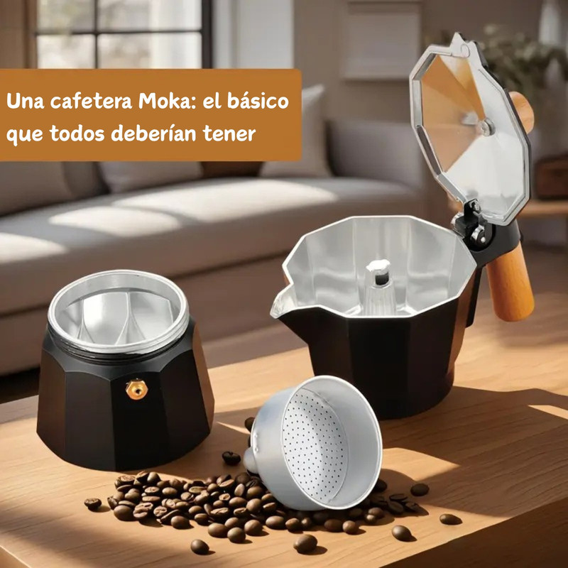 CAFETERA MOKA ITALIANA ELEGANTE NEGRO 6 TAZAS – 300ML - 5
