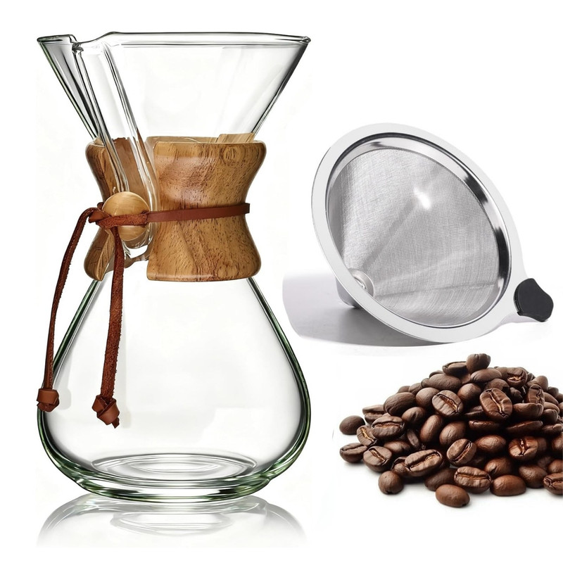 CAFETERA CHEMEX VIDRIO BOROSILICATO CON FILTRO 600ML - 1