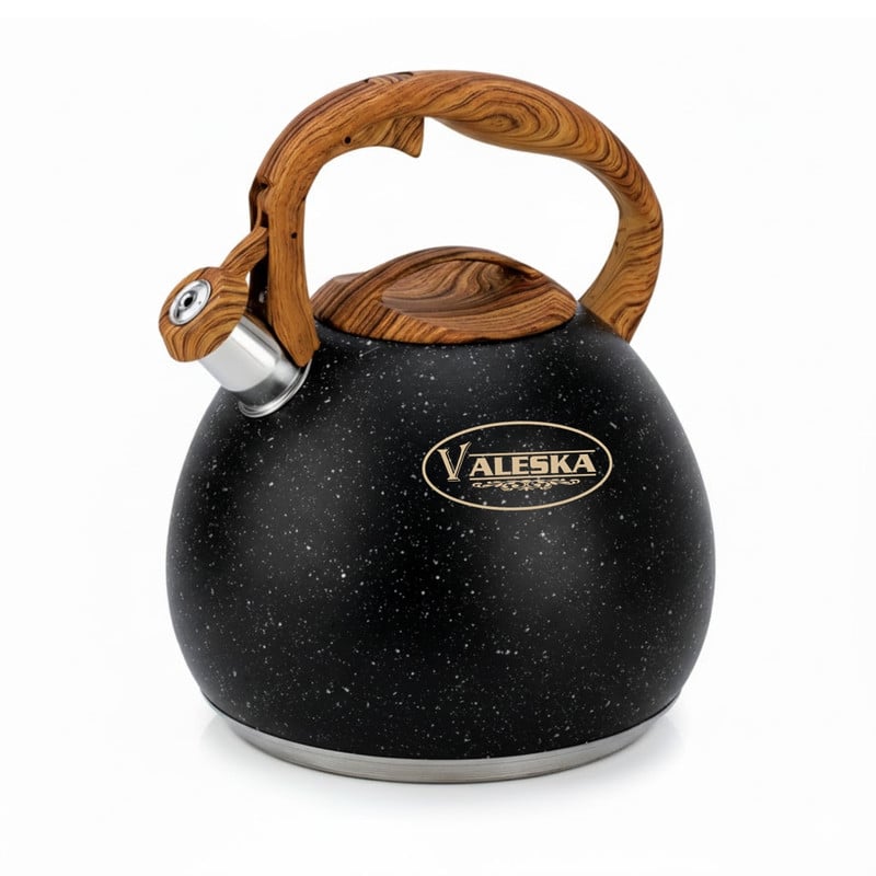 TETERA SILBADORA ACERO INOXIDABLE VALESKA ACABADO GRANITO 5L NEGRO - 1