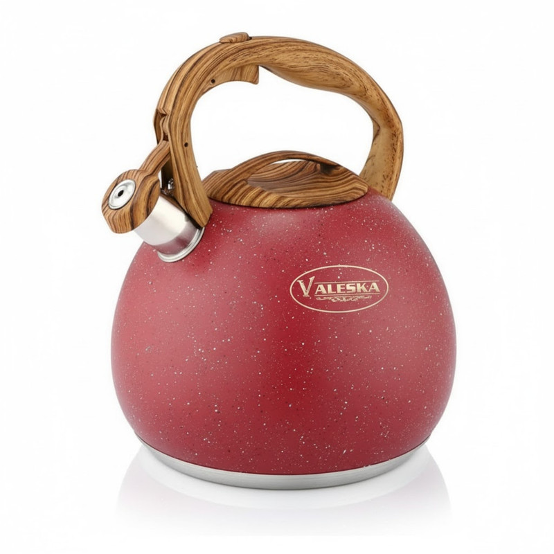 TETERA SILBADORA ACERO INOXIDABLE VALESKA ACABADO GRANITO 5L ROJO - 1