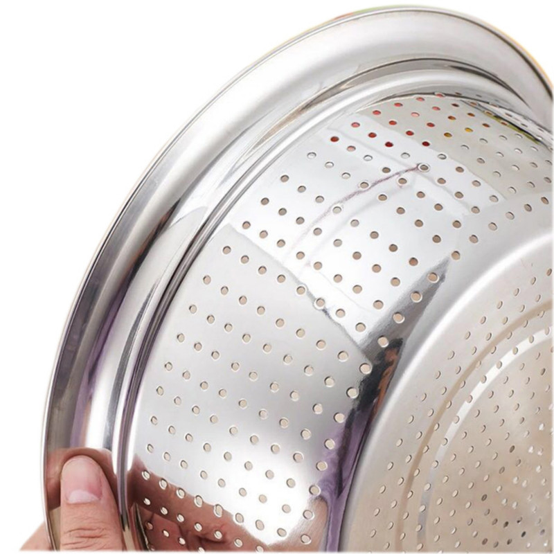 CESTO COLADOR DE COCINA DE ACERO INOXIDABLE DE 26CM DE 2 PZS - 3